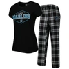 Concepts Sport Women's  Black, Gray Miami Marlins Badge T-shirt And Pajama Pants Sleep Set In Black