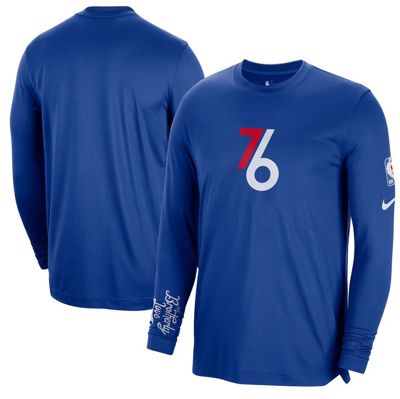Nike Men's  Blue Philadelphia 76ers 2022/23 City Edition Pregame Warmup Long Sleeve Shooting Shirt