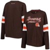 TOMMY HILFIGER TOMMY HILFIGER BROWN CLEVELAND BROWNS JUSTINE LONG SLEEVE TUNIC T-SHIRT