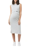 Ripe Maternity Layered Nursing Maternity Dress In Silver