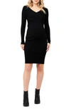 RIPE MATERNITY SADIE LONG SLEEVE CROSS FRONT RIB MATERNITY DRESS