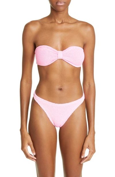 Hunza G Jean Crinkle Bandeau Two-piece Swimsuit In Bubblegum