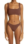 Hunza G Xandra Crinkle Bikini Set In Brown