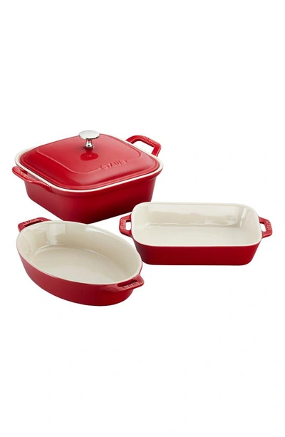 Staub Ceramics 4-pc Mixed Baking Dish Set In Cherry