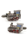 Cufflinks, Inc 3d Steam Engine Cuff Links In Silver/ Black