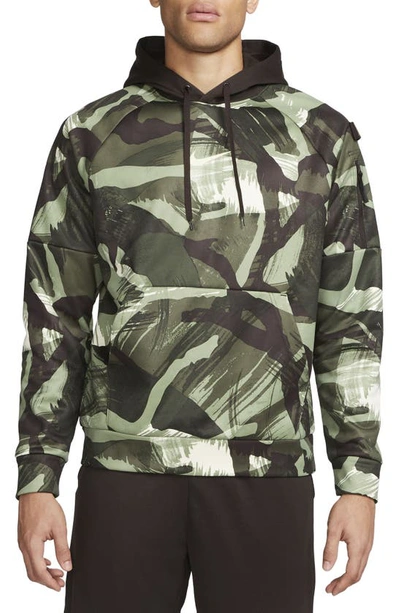 Nike Camo Print Therma-fit Fitness Hoodie In Brown
