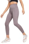Nike Women's Go Firm-support High-waisted 7/8 Leggings With Pockets In Purple Smoke/ Black