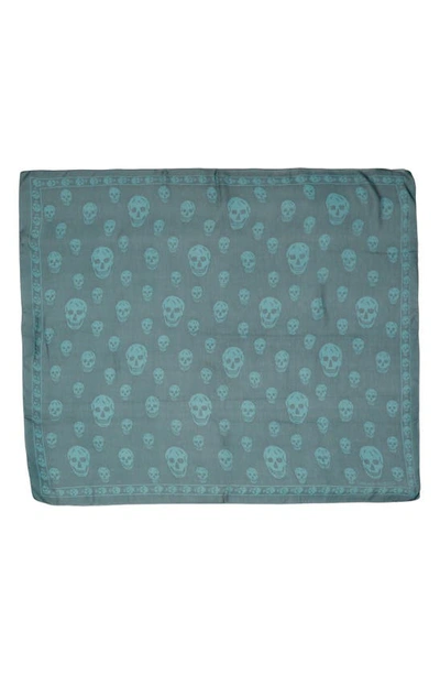 Alexander Mcqueen Skull Silk Scarf In 3067 D.green Bott/ L.green