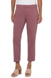 Liverpool Los Angeles Kelsey Slit Hem Crop Stretchy Sateen Trousers In Victorian Mauve