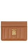 Burberry Lola Quilted Leather Card Case In Maple Brown