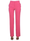 Moschino High-waisted Straight Leg Trousers With Belt Loops In Pink