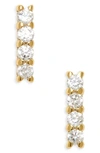 Argento Vivo Sterling Silver Teeny Pavé Bar Stud Earrings In Gold