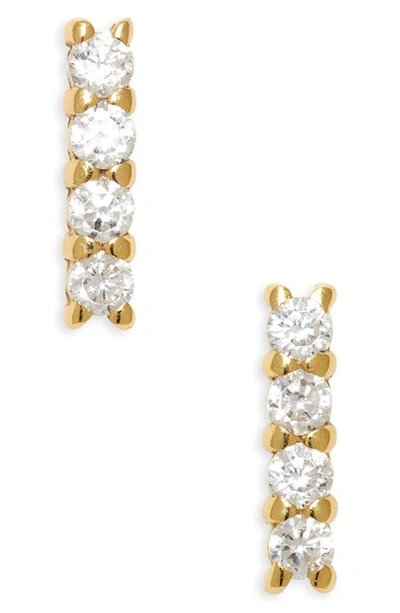 Argento Vivo Sterling Silver Teeny Pavé Bar Stud Earrings In Gold