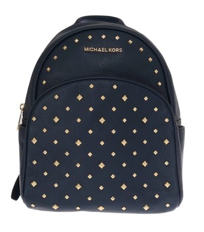 Michael Kors Blue Abbey Leather Backpack Women's Bag In Navy Blue