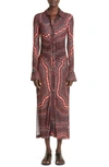 ALTUZARRA CLAUDIA DOT PRINT LONG SLEEVE JERSEY MIDI DRESS