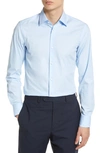 Hugo Boss Regular-fit Shirt In Easy-iron Structured Cotton- Light Blue Men's Shirts Size 16