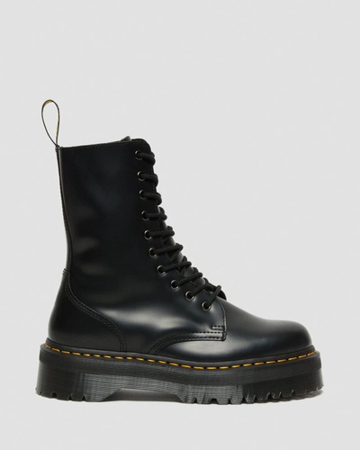 Dr. Martens' Dr. Martens Jadon Hi Polished Smooth Leather Platform Boots In Black