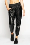 HEROINE SPORT Downtown Vegan Leather Jogger in Black Leather