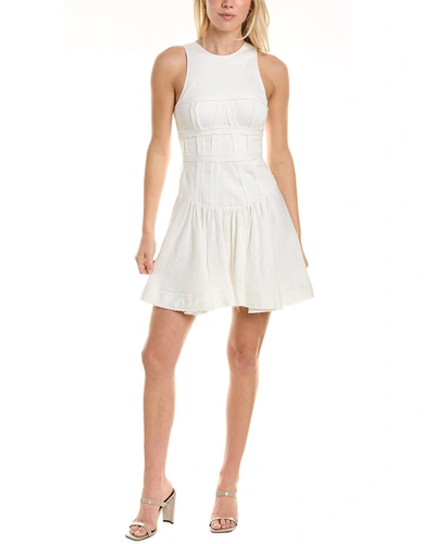 Aje Tidal Panelled Linen-blend Mini Dress In White