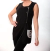 ANGEL 2-Tone Asymmetrical Zip Vest in Black/Stone