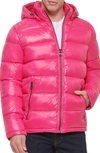 GUESS HOODED SOLID PUFFER JACKET
