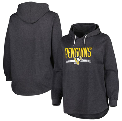Profile Heather Charcoal Pittsburgh Penguins Plus Size Fleece Pullover Hoodie