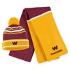 WEAR BY ERIN ANDREWS WEAR BY ERIN ANDREWS BURGUNDY WASHINGTON COMMANDERS COLORBLOCK CUFFED KNIT HAT WITH POM AND SCARF SE