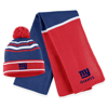 WEAR BY ERIN ANDREWS WEAR BY ERIN ANDREWS ROYAL NEW YORK GIANTS COLORBLOCK CUFFED KNIT HAT WITH POM AND SCARF SET