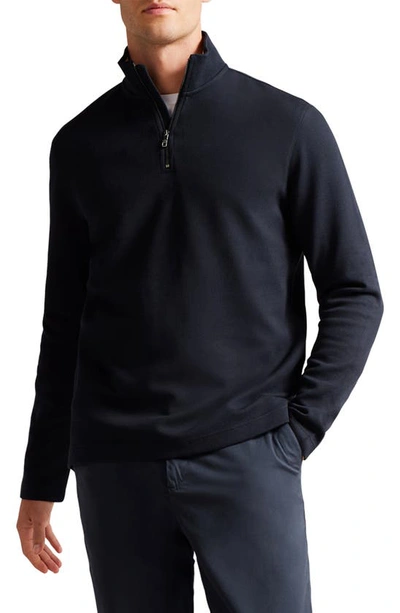Ted Baker Morric Half-zip Stretch-woven Jumper In Blue