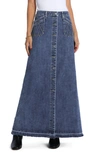 Wash Lab Denim Royal Denim Maxi Skirt In Baroness Blue