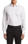 David Donahue Trim Fit Paisley Jacquard Formal Tuxedo Shirt In White
