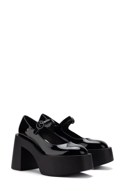 Larroude Olivia Patent Leather Mary Jane Pumps In Black