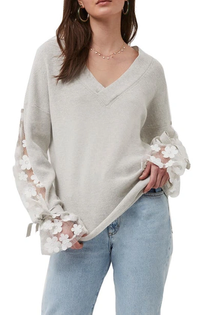 French Connection Caballo Sweater In Dove Grey-winter White