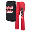 Concepts Sport Heather Red/heather Black Cincinnati Reds Wordmark Meter Muscle Tank Top & Pants Slee In Red