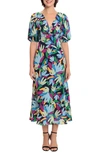 DONNA MORGAN FOR MAGGY FLORAL PUFF SLEEVE MAXI DRESS