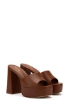 Larroude Dolly Platform Leather Mules In Caramel