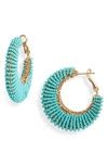 Gas Bijoux Izzia Turquoise Beaded Hoop Earrings In Turquoise