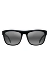 Maui Jim S-turns 56mm Polarized Rectangle Sunglasses In Black With Crystal Interior