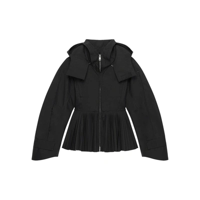 Givenchy Plisse Hooded Jacket In Black