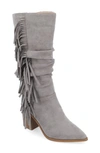 Journee Collection Hartly Fringe Western Boot In Grey