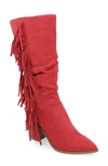 Journee Collection Hartly Fringe Western Boot In Red