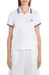 Moncler Logo-patch Stripped Polo Shirt In White