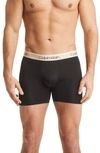 Calvin Klein 3-pack Low Rise Microfiber Stretch Boxer Briefs In Black Olive/black Tapioca/black Legion Blue