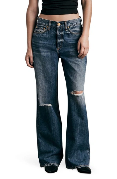 Rag & Bone Logan Distressed Bootcut Jeans In Huntley W/ Holes