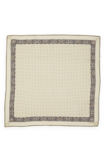 Saint Laurent Bandana Print Polka Dot Wool Scarf In Off White/ Multicolor