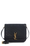 Saint Laurent Medium Solfernio Suede Shoulder Bag In Nero