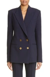 Stella Mccartney Double Breasted Long Blazer In 4101 - Ink