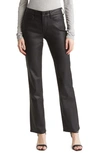 Nydj Marilyn Faux Leather High Rise Straight Jeans In Black In Black Coated