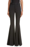 Saint Laurent Stretch Wool Flare Leg Pants In Nero