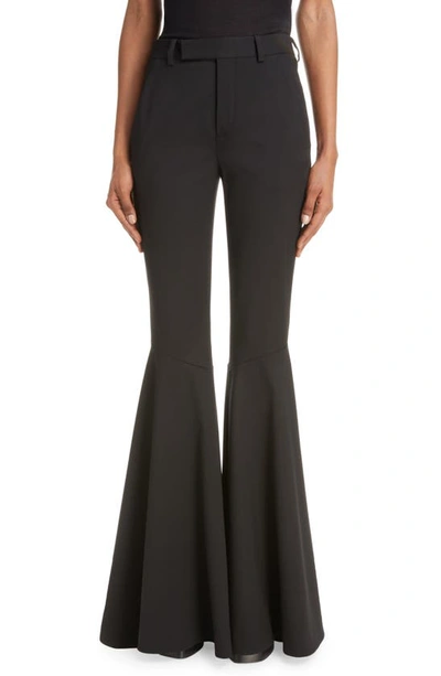 Saint Laurent Stretch Wool Flare Leg Trousers In Noir